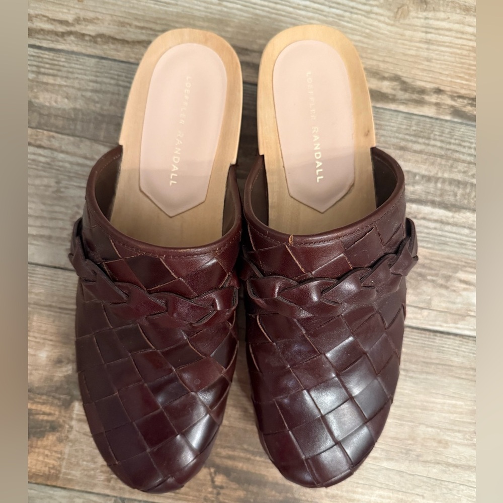 Loeffler Randall clogs - woven leather. Brown size 10. Excellent condition